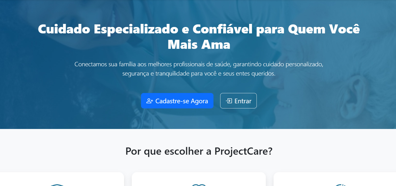 Screenshot do ProjectCare